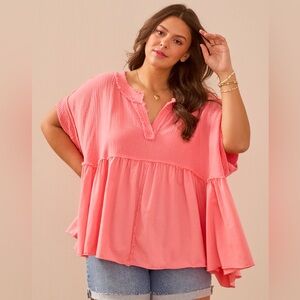 Altar'd State Coral Babydoll Top